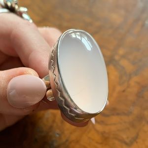 Rose quartz sterling ring